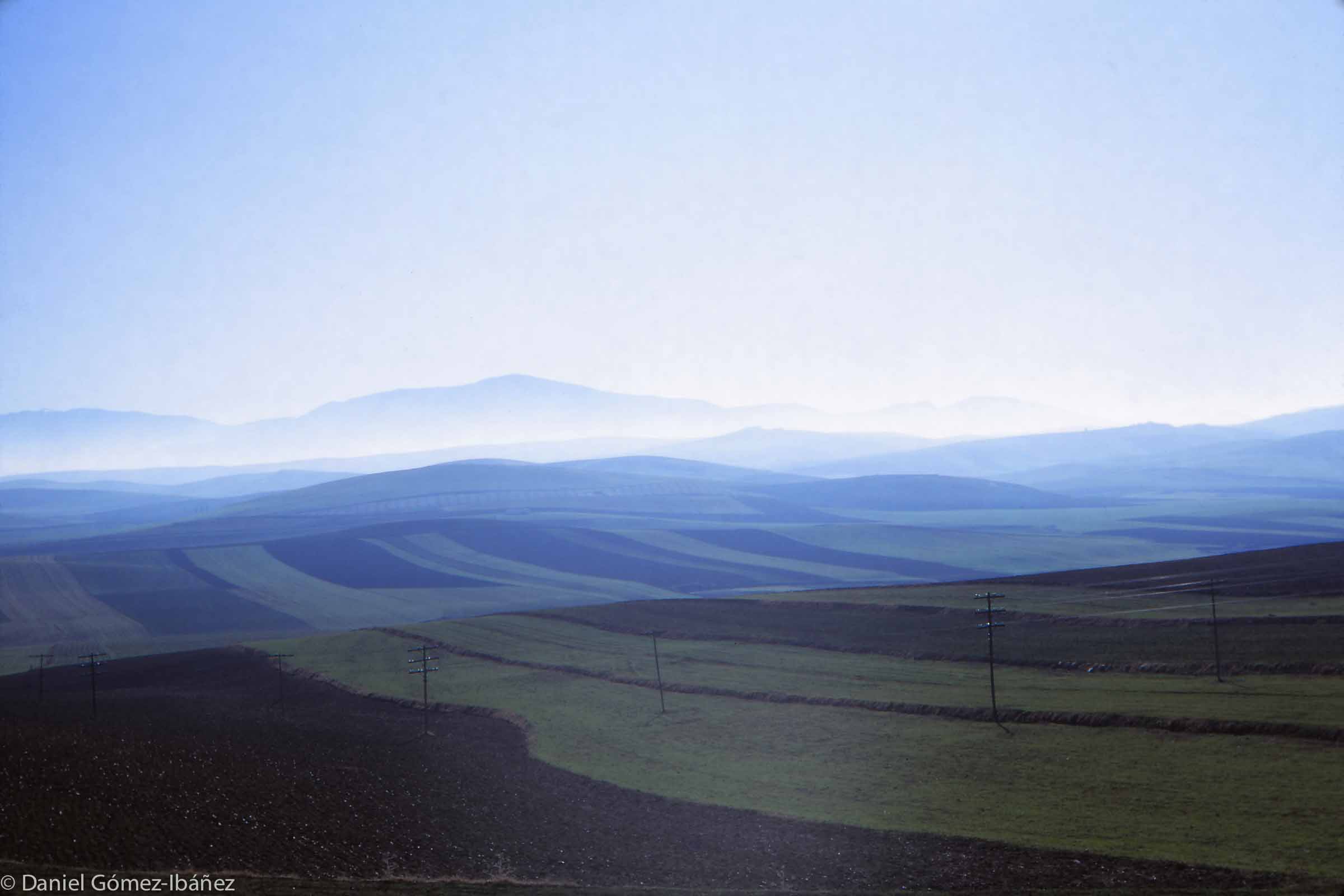 Newly-sown wheatfields on the south slope of the Guadalquivir valley. [Andalucia, Spain, 1968]