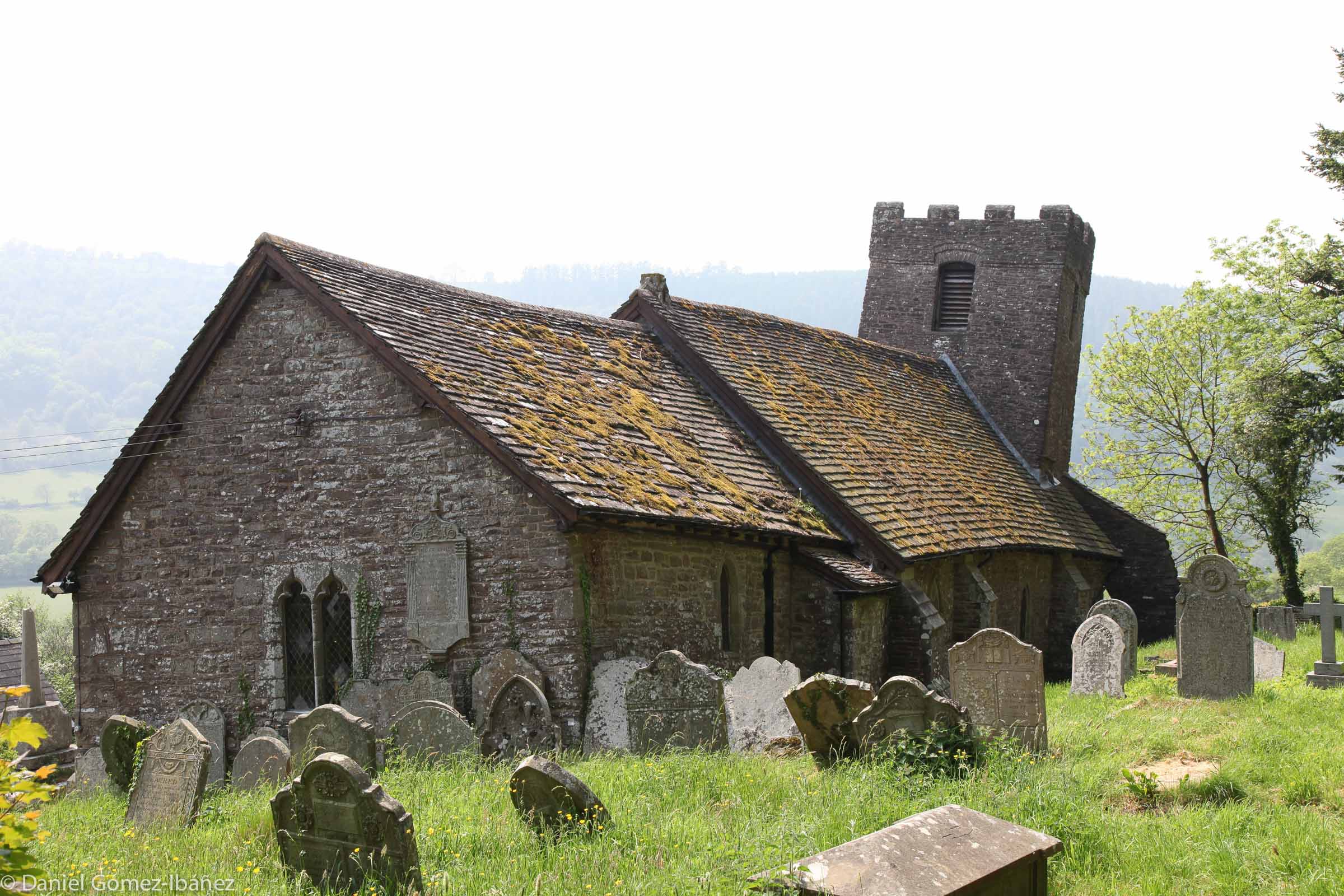 This church at Cwmyoy is known as the "crooked church." The slewed and offset axes of St. Martin's church and the different tilts of the chancel and tower are attributed to gradual landsliding on the steep slope of the village. [Cwmyoy, Monmouthshire, Wales, 2012]